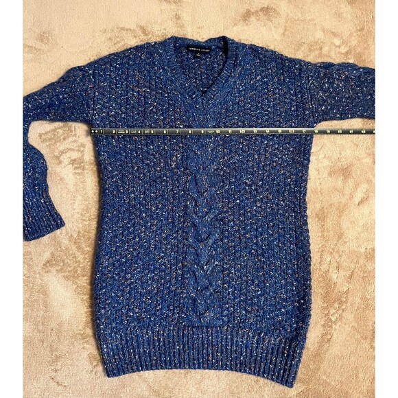 Anrienne Vittadini Blue Speckled V Neck Sweater SZ Small - Picture 5 of 11
